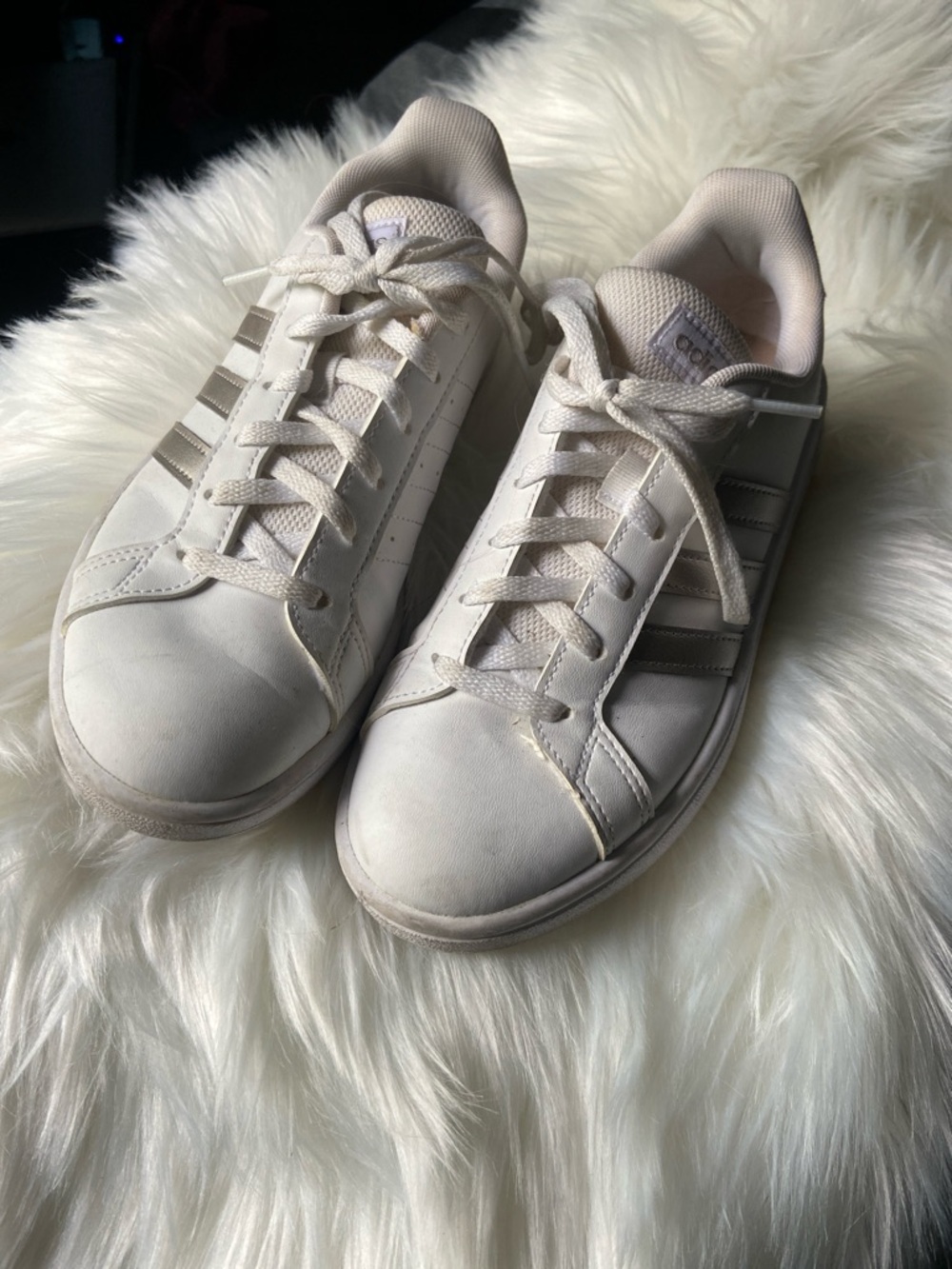 adidas White and Silver Athletic Sneakers
